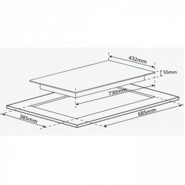 Bếp từ 2 vùng nấu, kính vát 4 cạnh, viền hợp kim nhôm Aviation Shield G1416