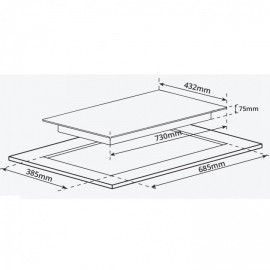 Bếp từ 2 vùng nấu, kính vát 4 cạnh, viền hợp kim nhôm Aviation Shield G1214