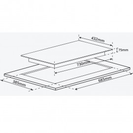 Bếp từ 2 vùng nấu, kính vát 4 cạnh, viền hợp kim nhôm Aviation Shield G1216