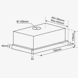Hút mùi âm tủ, ra vào cơ, điều khiển cảm ứng chạm/vẫy tay G3227