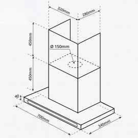 Hút mùi chữ T, điều khiển cảm ứng chạm/vẫy tay G3457