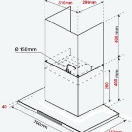 Hút mùi chữ T, điều khiển cảm ứng chạm/vẫy tay, mặt điều khiển mỏng 30mm G3427