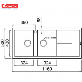 Chậu rửa bát Granite Sink Livello Smart 1160 – Black
