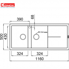 Chậu rửa bát Granite Sink Livello Smart 1160 – White Silver