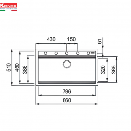 Chậu rửa bát đá Granite Sink Terra 860S Black