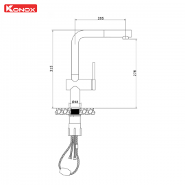 Vòi rửa bát dây rút Stream Smart - Nude