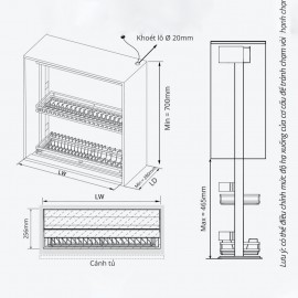Giá bát đĩa nâng hạ điện GL06X giọng nói/cảm ứng