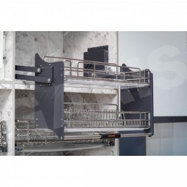 Giá bát đĩa nâng hạ cơ, rổ nan oval, inox 304 GLV6 (Mã cũ ML06V)