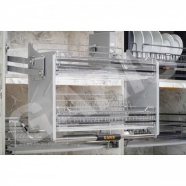 Giá bát đĩa nâng hạ cơ, rổ nan dẹt, inox 304 GLC6 (Mã cũ GL06C)