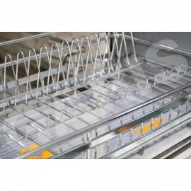 Giá bát đĩa nâng hạ cơ, rổ nan dẹt, inox 304 GLC6 (Mã cũ GL06C)