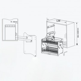 Giá bát đĩa nâng hạ cơ, rổ nan dẹt, inox 304 GLC6 (Mã cũ GL06C)