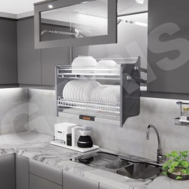 Giá bát đĩa nâng hạ cơ, rổ nan dẹt, inox 304 GLC6 (Mã cũ GL06C)