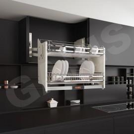 Giá bát đĩa nâng hạ cơ, rổ nan dẹt, inox 304 GLE6 (Mã cũ GL06E)