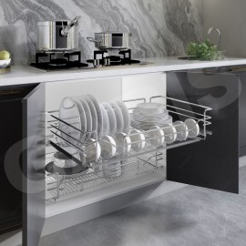 Giá bát đĩa xoong nồi + bát đĩa, rổ nan oval, cánh mở hoặc kéo (Mã cũ MD04V)