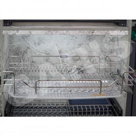 Giá bát đĩa xoong nồi + bát đĩa, rổ nan oval, cánh mở hoặc kéo (Mã cũ MD04V)