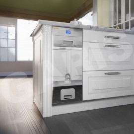 Thùng gạo điện tử mặt gương, 01 khoang, viền nhôm vát cạnh, nút nhấn xuống MR06.30ME