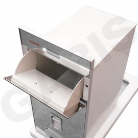 Thùng gạo điện tử mặt gương, 01 khoang, viền nhôm vát cạnh, nút nhấn xuống MR06.30ME