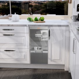 Thùng gạo mặt gương, 02 khoang, viền nhôm vát cạnh 20kg MR07.30M mặt gương