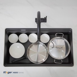 Chậu rửa bát 1 hố Kluger KG7644FB Basic - chống xước - Bảo hành 10 năm