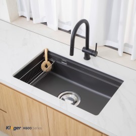 Chậu rửa bát 1 hố Kluger KG7644FB Basic - chống xước - Bảo hành 10 năm